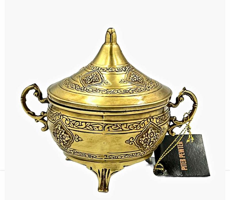 قندان طرح رز پیوتر رنگ برنجی