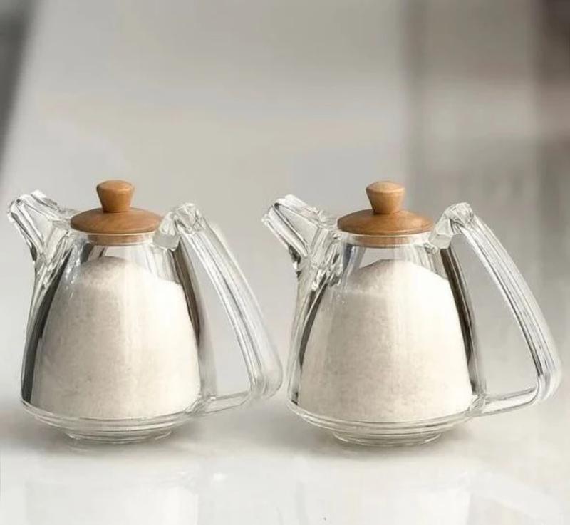 قوری زعفران اکریلیک با درب چوبی