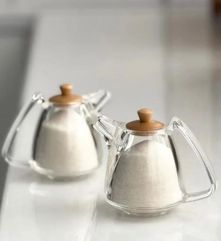 قوری زعفران اکرولیک با درب چوبی