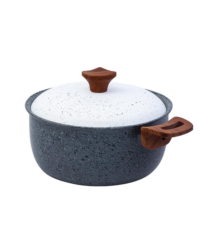 قابلمه چدن گرانیتی سایز ۴۰ برند هاناتک رنگ طوسی سفید