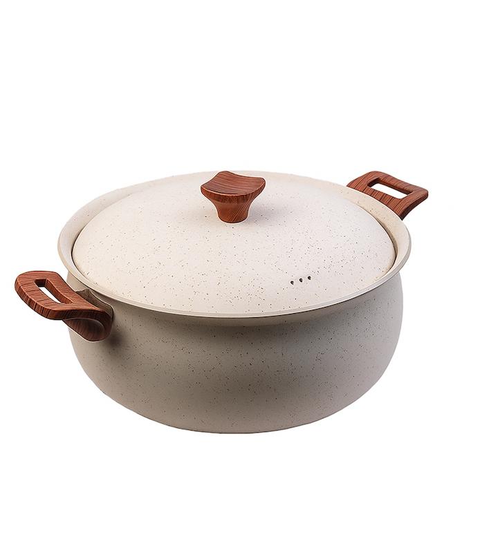 قابلمه چدن‌ گرانیتی سایز ۳۶ هاناتک رنگ کرم