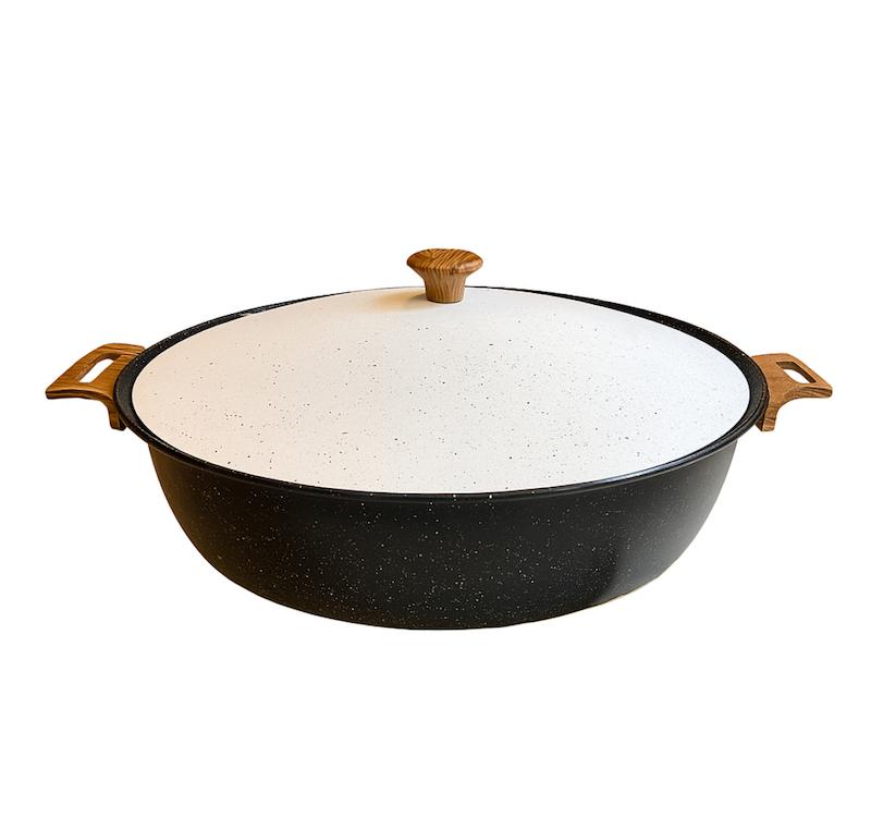 تابه دو دسته چدن گرانیت هاناتک سایز ۴۰ رنگ مشکی سفید