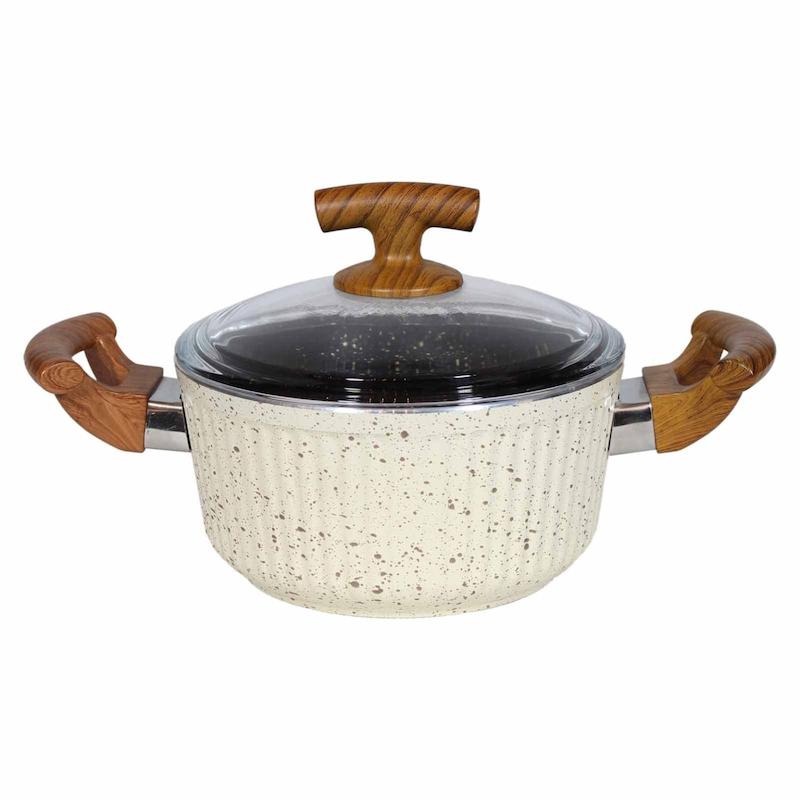 قابلمه اویز پلاس السا دسته چوبی سایز ۱۸ رنگ کرم