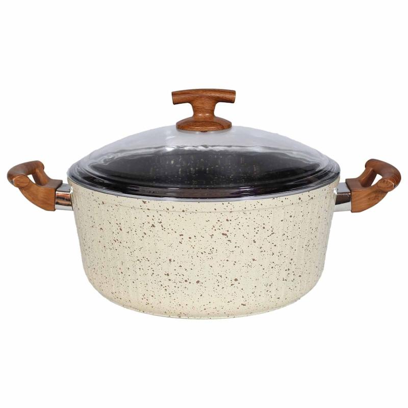 قابلمه اویز پلاس السا دسته چوبی سایز ۲۸ رنگ کرم