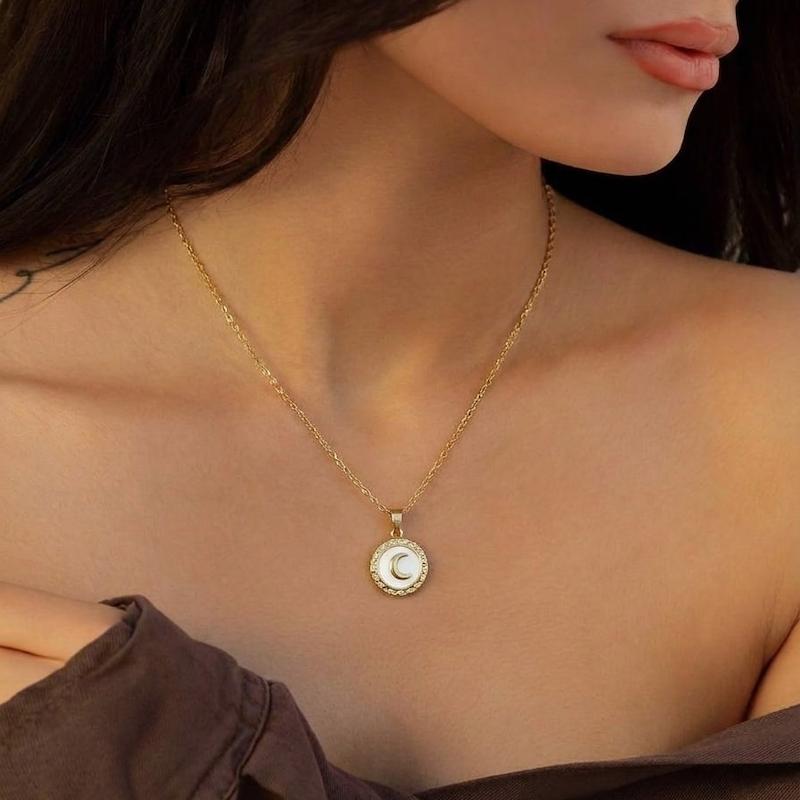 گردنبند ماه میناکاری استیل-1