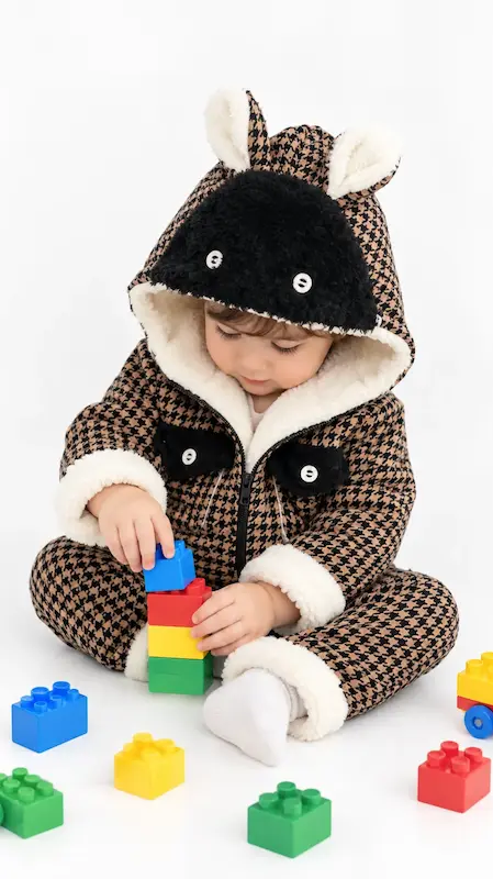 کاپشن شلوار چهارخونه خزی