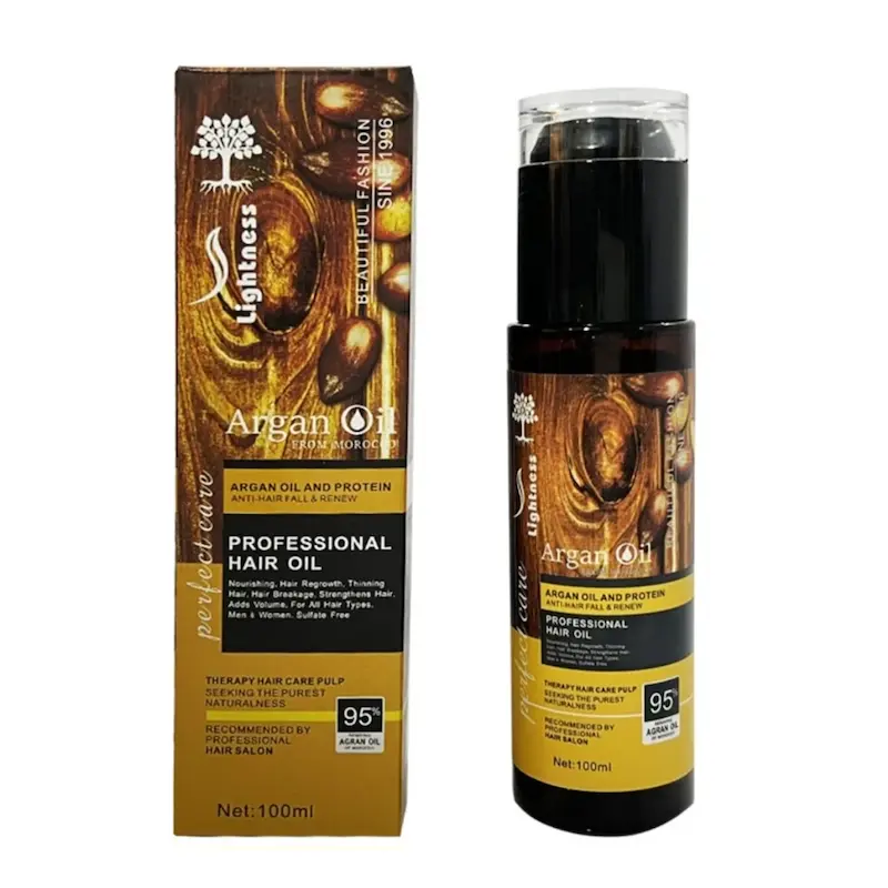 روغن آرگان و پروتئین مو لایتنس Lightness Argan Oil Professional Hair Oil حجم 100 میا