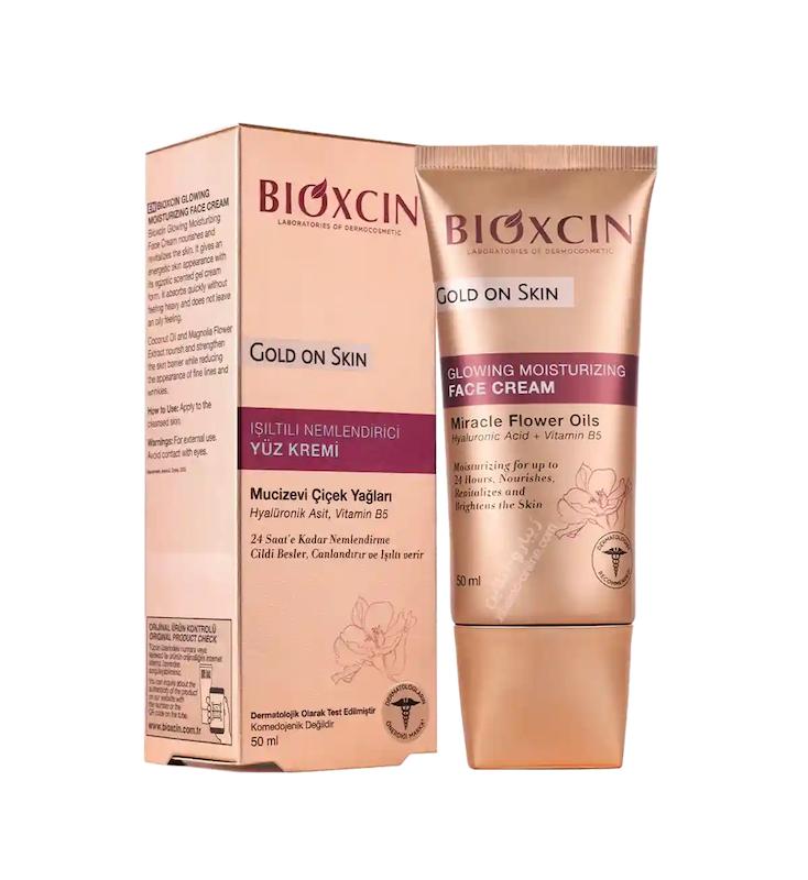 کرم مرطوب‌کننده و درخشان‌کننده صورت بیوکسین Bioxin Gold On Skin