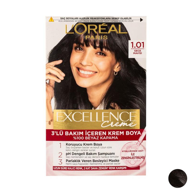 رنگ مو لورآل Excellence Crème شماره 1.01 مشکی آبی