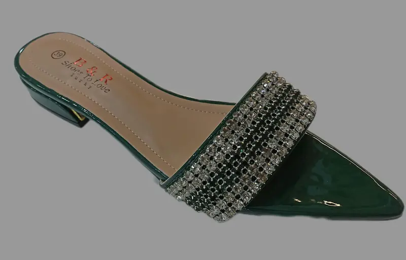 صندل مجلسی نگین دار B&Rزنانه سبز BE-1008