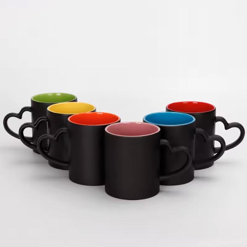 ماگ حرارتی (جادویی) دسته قلبی داخل رنگی - طرح دلخواه