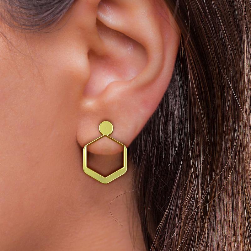 گوشواره طلا مدل شش ضلعی کد GA10352