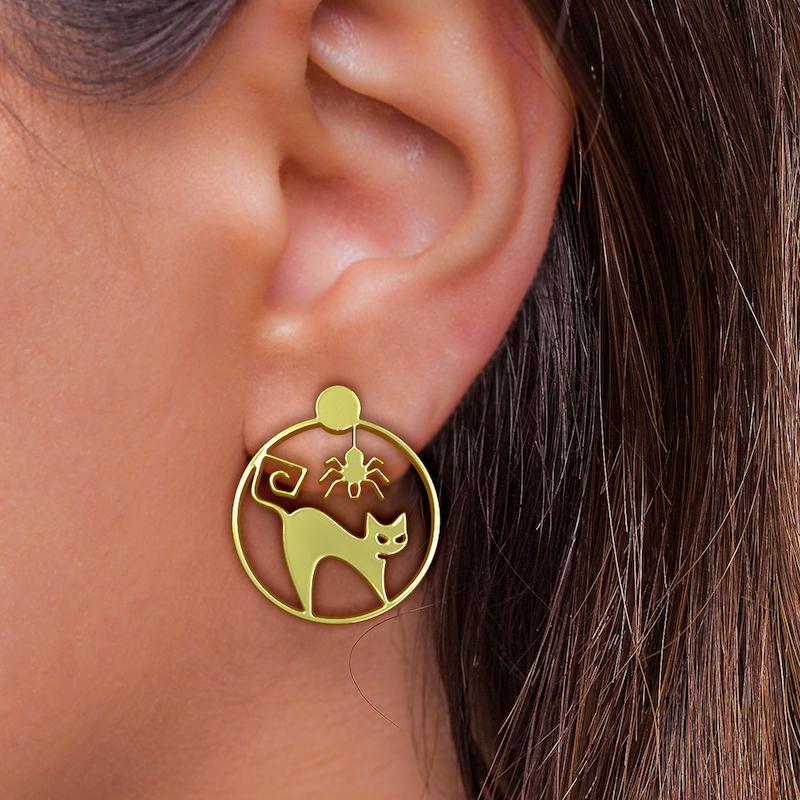 گوشواره طلا مدل گربه کد GA11464