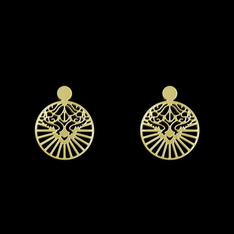 گوشواره طلا مدل دایره طرح دار کد GA11466