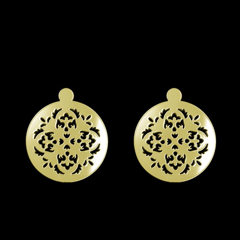 گوشواره طلا مدل دایره و گل کد GA12808
