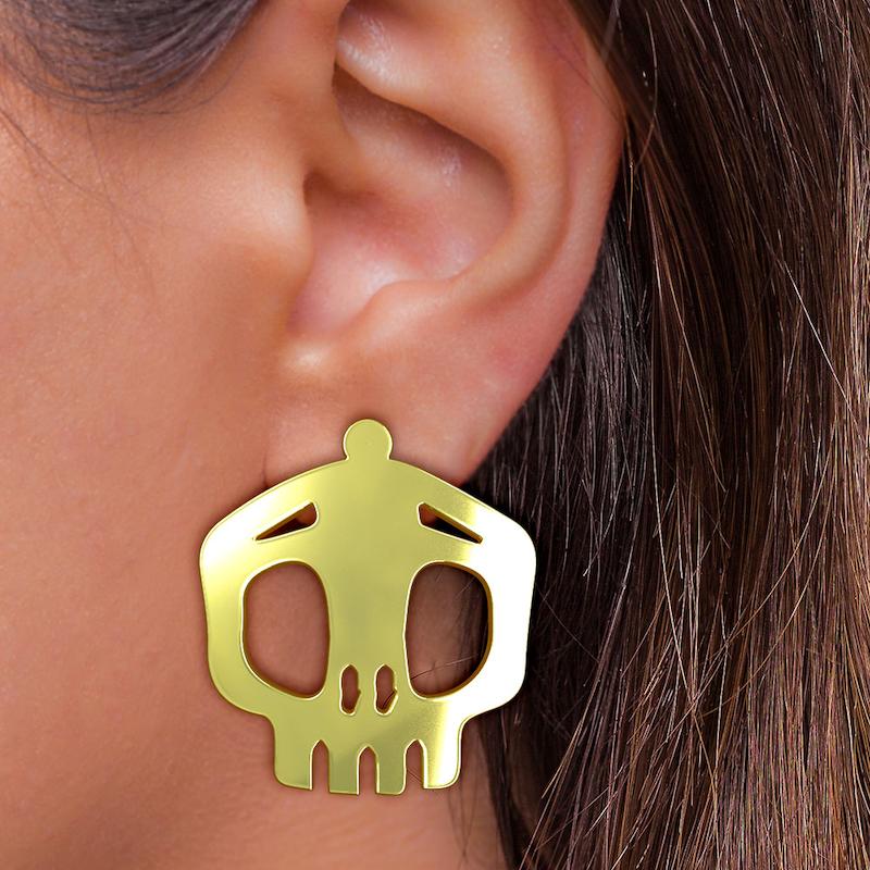 گوشواره طلا مدل جمجمه کد GA15655