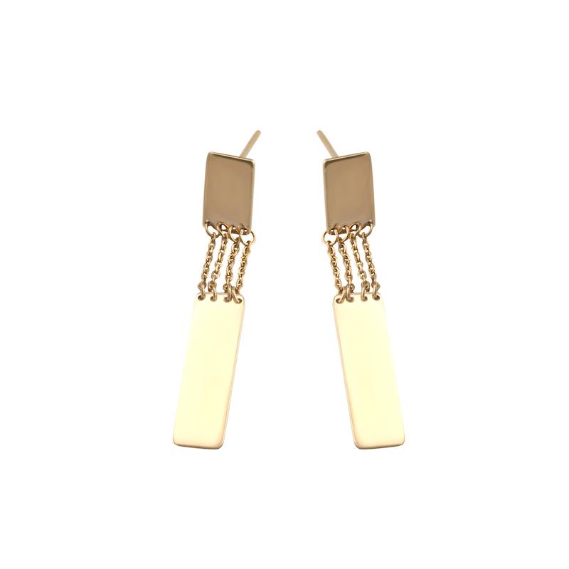 گوشواره طلا 18 عیار زنانه مدوپد مدل مستطیل زنجیری ناب کد 249