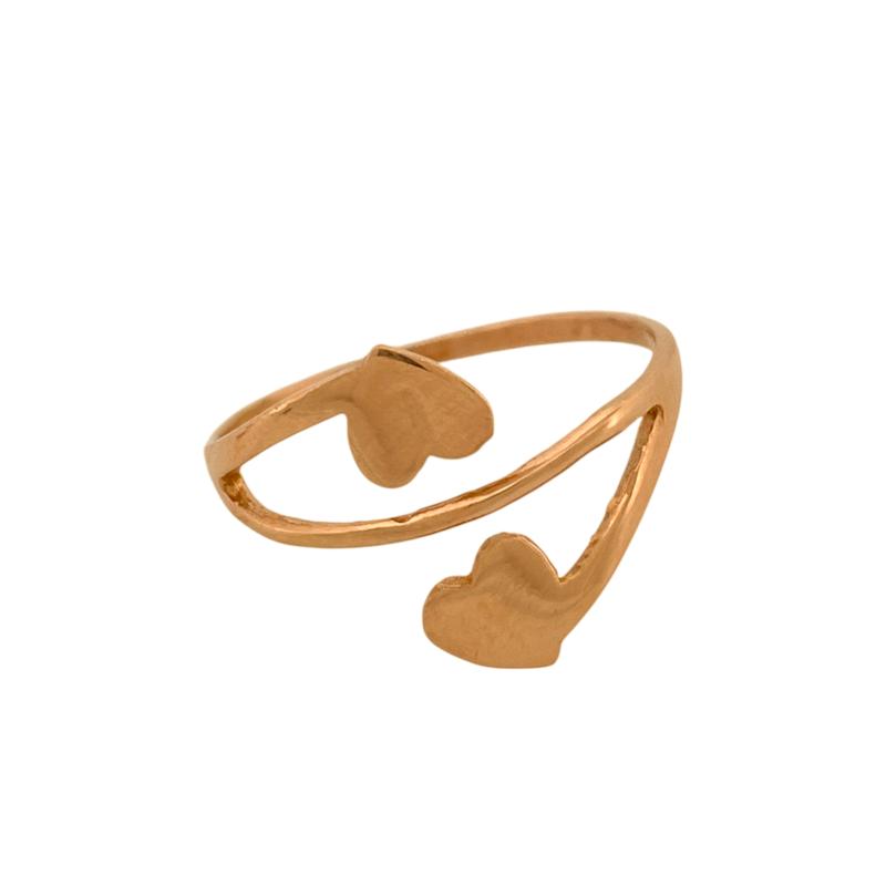 انگشتر طلا 18 عیار زنانه زربن مدل دو قلب کد ZBR000992