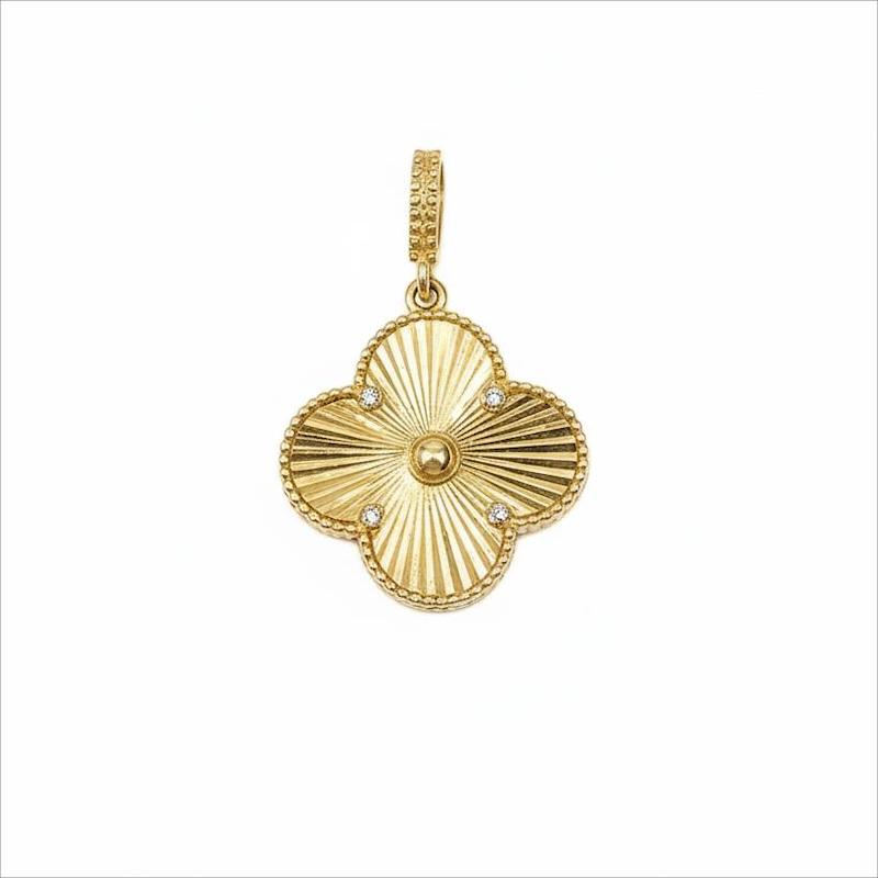 آویز طلا 18 عیار زنانه گالری زرنوش مدل مدال ونکلیف تراش گلد  کد ZGA001633