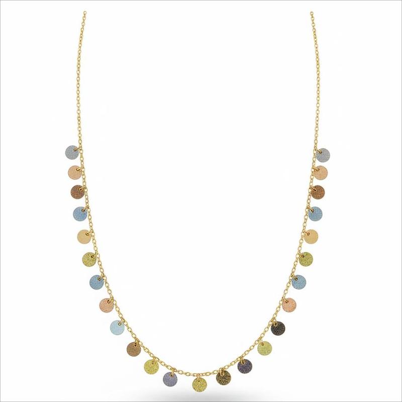 گردنبند طلا 18 عیار زنانه گالری زرنوش مدل گردنبند آويز پولكى ٣ رنگ کد ZGN001638