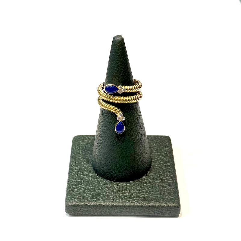 انگشتر طلا 18 عیار زنانه گالری زرنوش مدل انگشتر پيچ ٢ سر آبى کد ZGR001660