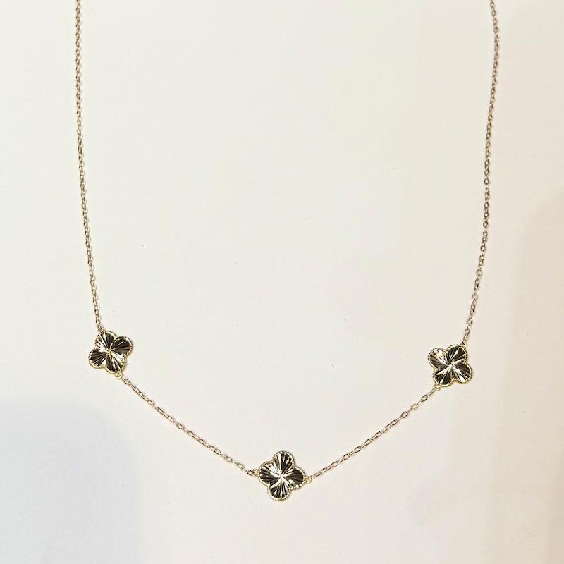 گردنبند طلا 18 عیار زنانه گالری زرنوش مدل گردنبند ونکلیف ۳ گل تراش  کد ZGN001812