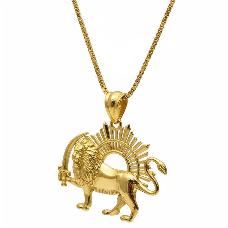 آویز طلا 18 عیار زنانه گالری زرنوش مدل مدال شير و خورشيد کد ZGA002537