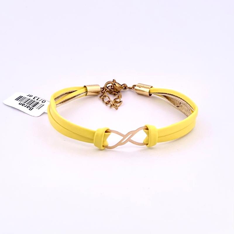 دستبند طلا 18 عیار زنانه گالری زرنوش مدل دستبند چرم و طلا اينفينيتى کد ZGD002900