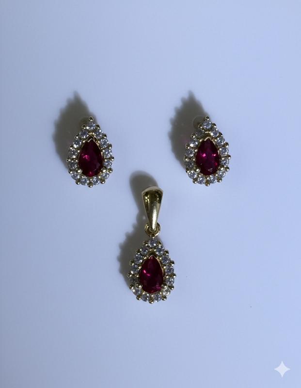 سرویس طلا 18 عیار زنانه کامیاب گلد مدل نیم ست سنگ کسر شده کد KAS002057