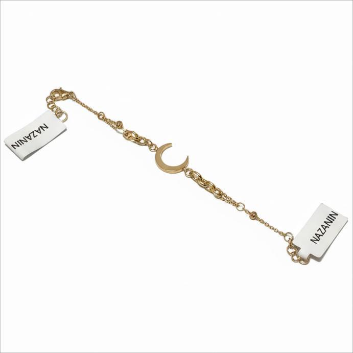 دستبند طلا 18 عیار زنانه طلاجات زحمتکش  مدل نازنین (طرح ماه ) کد ZKD002165