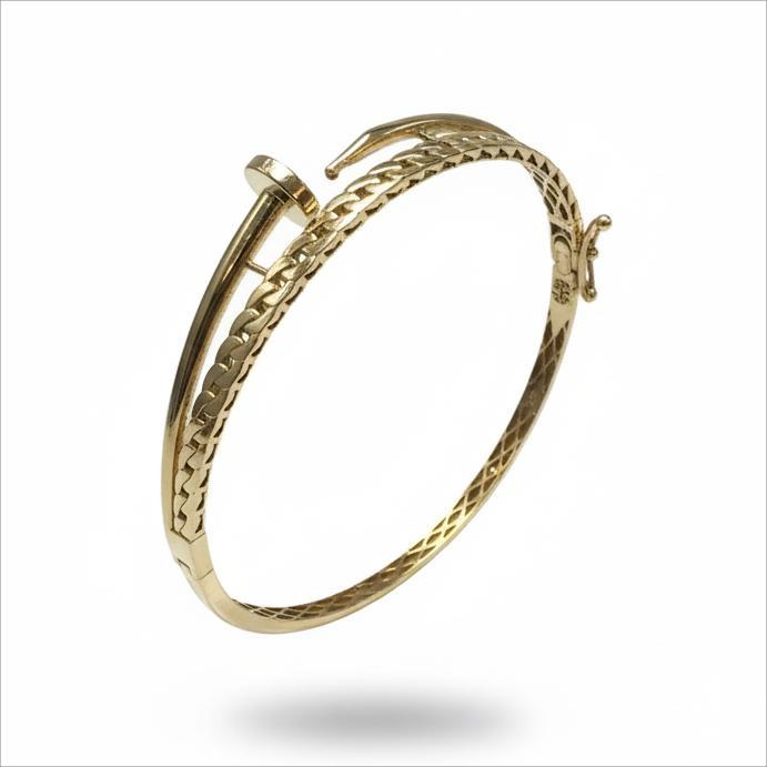 دستبند طلا 18 عیار زنانه طلاجات زحمتکش  مدل کارتیه میخ  کد ZKD002168