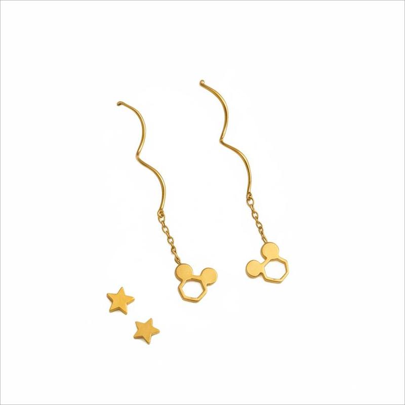 گوشواره طلا 18 عیار زنانه بابل طلا مدل کرلی میکی کد BTE002848