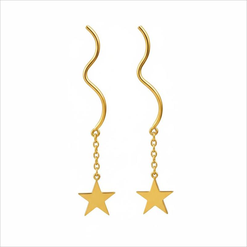 گوشواره طلا 18 عیار زنانه بابل طلا مدل کرلی ستاره کد BTE002849