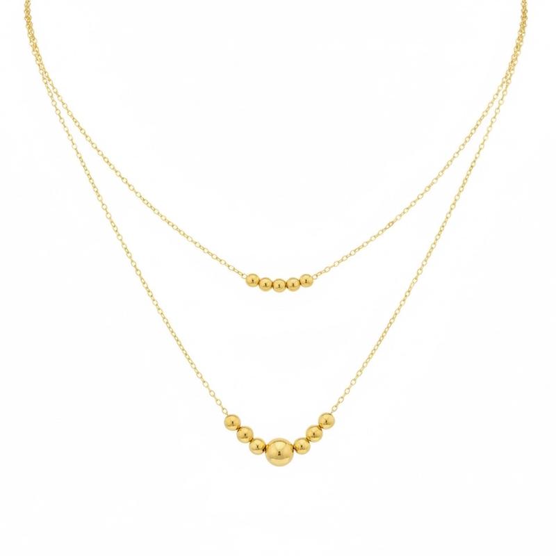 زنجیر طلا 18 عیار زنانه بابل طلا مدل گردنی گوی دو رج کد BTZ003449