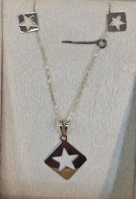 سرویس طلا 18 عیار زنانه پریدخت گالری مدل نیم ست ستاره کد PAS001501