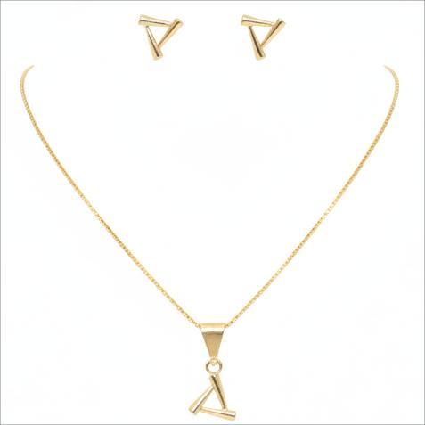 سرویس طلا 18 عیار زنانه پیرو گلد گالری مدل نیم ست مدل مثلثی کد PIS001548