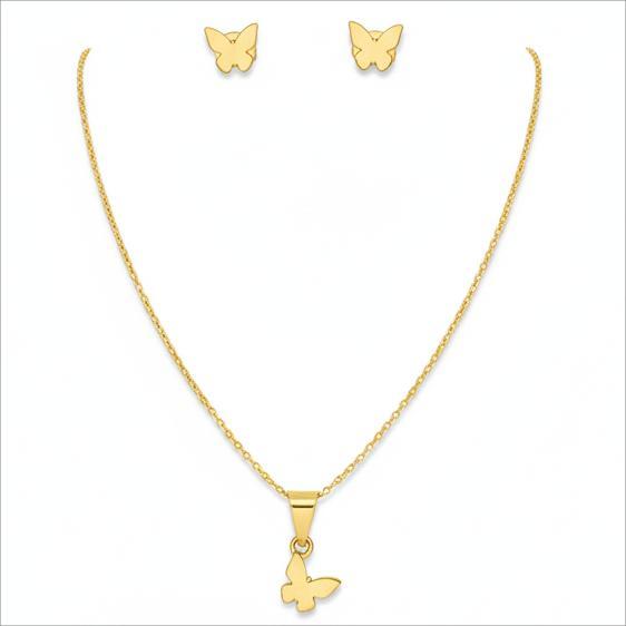 سرویس طلا 18 عیار زنانه پیرو گلد گالری مدل نیم ست مدل پروانه ای کد PIS001550