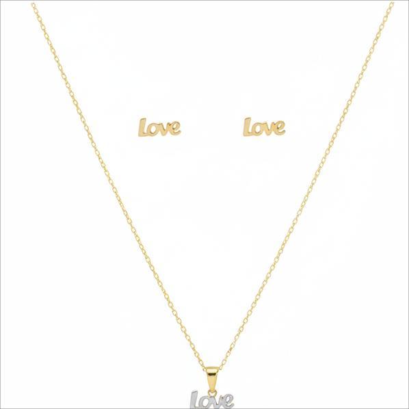 سرویس طلا 18 عیار زنانه پیرو گلد گالری مدل نیم ست مدل لاو کد PIS001551