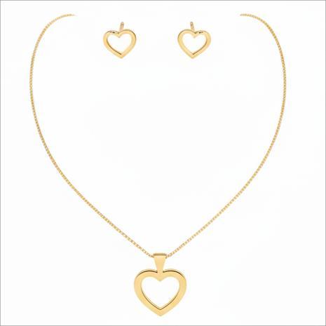 سرویس طلا 18 عیار زنانه پیرو گلد گالری مدل نیم ست مدل قلب کد PIS001557