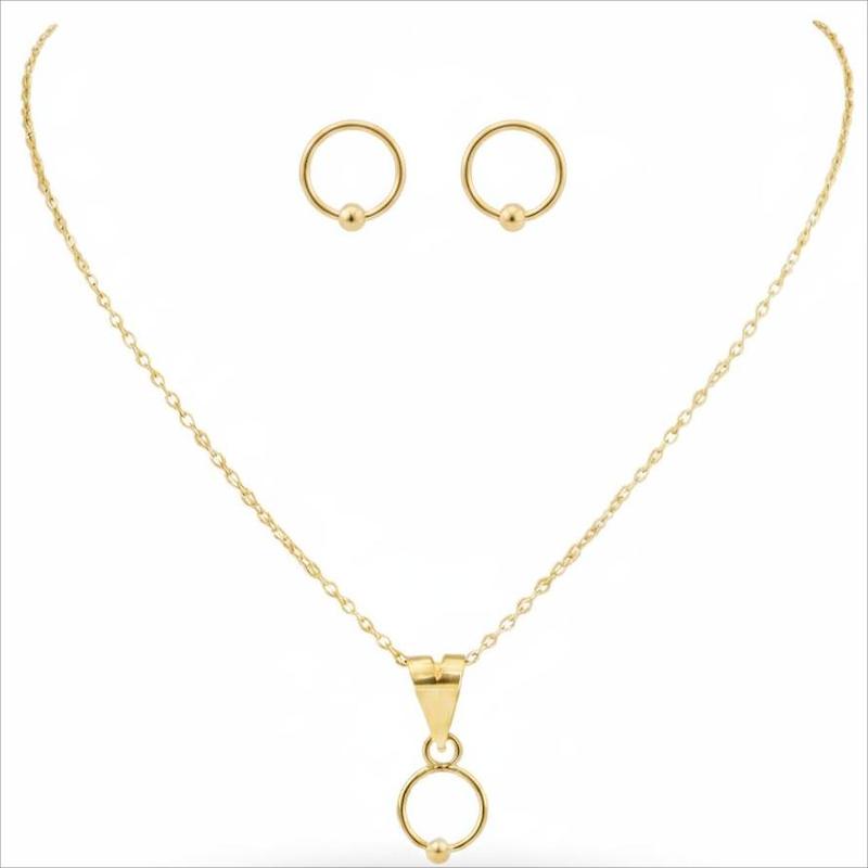 سرویس طلا 18 عیار زنانه پیرو گلد گالری مدل نیم ست مدل دایره کد PIS001573