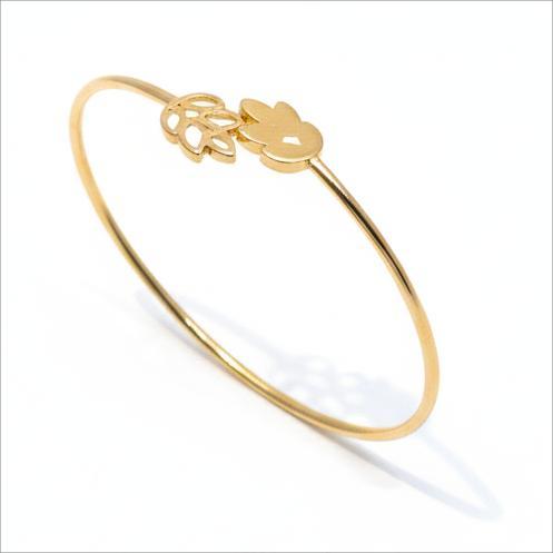 بنگل طلا 18 عیار زنانه پیرو گلد گالری مدل بنگل مدل برگ کد PIB001599