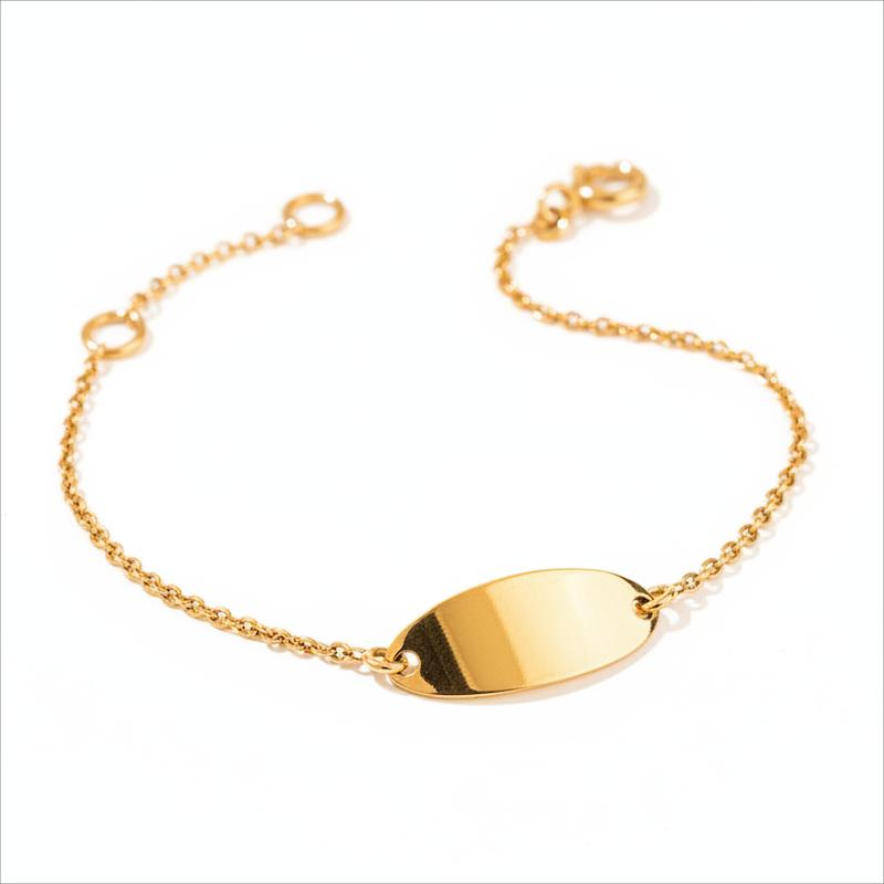 دستبند طلا 18 عیار زنانه شمش طلا مدل پلاک اسم با زنجیر کارتیه  کد STD001368