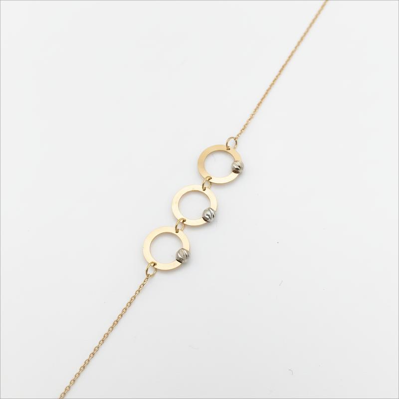 دستبند طلا 18 عیار زنانه شمش طلا مدل دایره و  گوی  کد STD002571