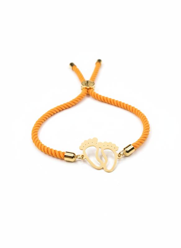 دستبند طلا 18 عیار زنانه شمش طلا مدل پا نوزادی  کد STD002629