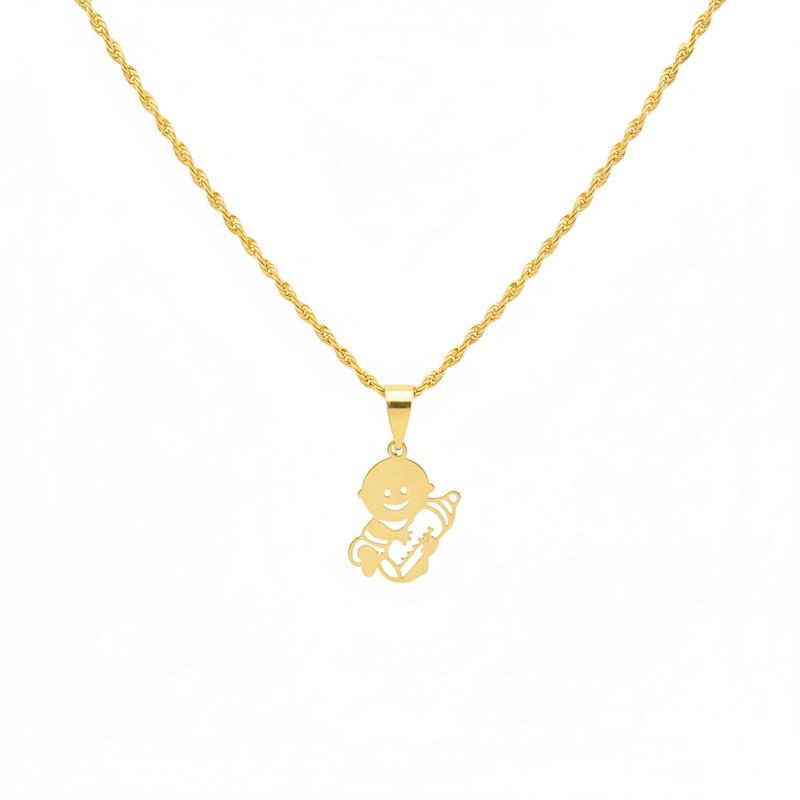 آویز طلا 18 عیار زنانه شمش طلا مدل نوزاد با  شیشه شیر  کد STA002699