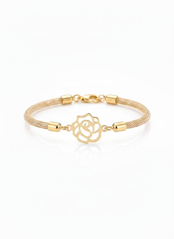 دستبند طلا 18 عیار زنانه شمش طلا مدل گل رز  کد STD003015