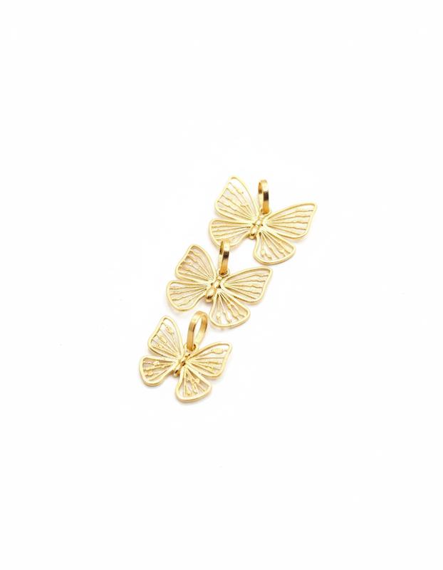 آویز طلا 18 عیار زنانه شمش طلا مدل پروانه ریخته  کد STA003091