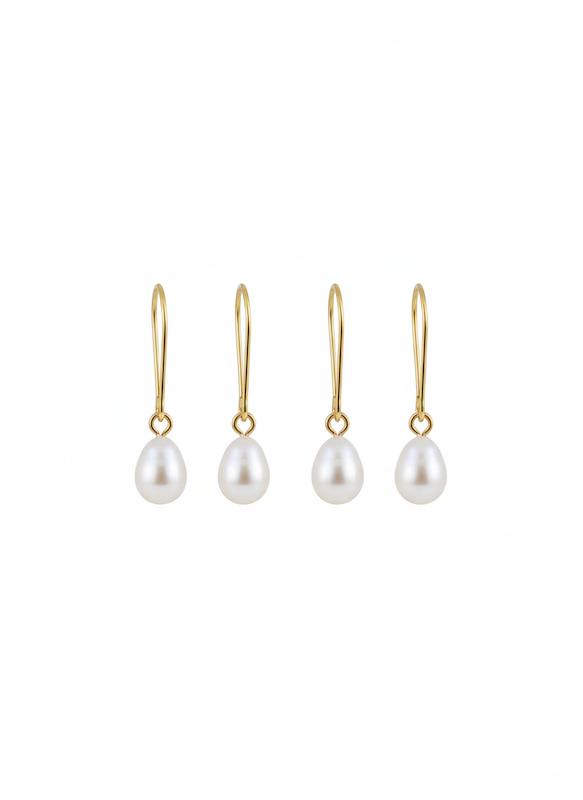 گوشواره طلا 18 عیار زنانه شمش طلا مدل مروارید اشکی عصایی  کد STE003265