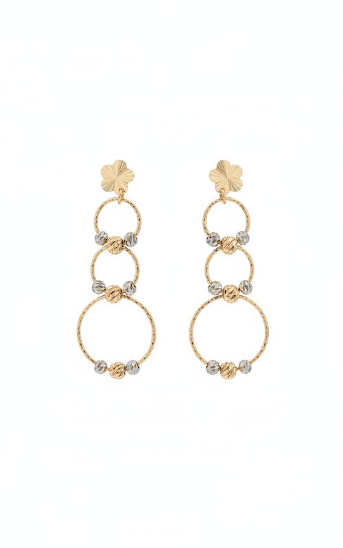 گوشواره طلا 18 عیار زنانه شمش طلا مدل گوی و دایره میخی سه طبقه  کد STE003299