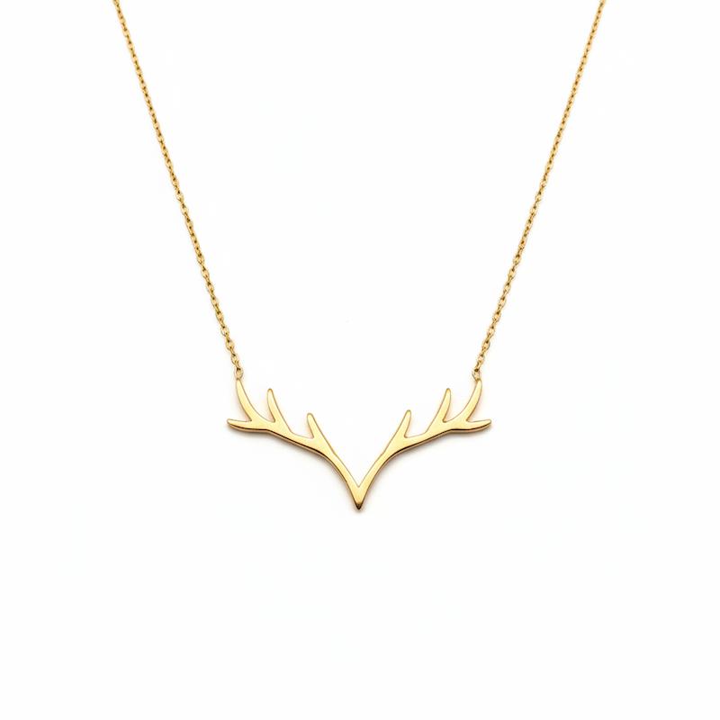 گردنبند طلا 18 عیار زنانه طلای آماندا مدل شاخ گوزنی کد AMN001430